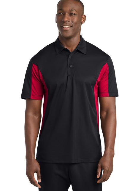 Sport-Tek® Side Blocked Micropique Sport-Wick® Polo. ST655 - Black/ Deep Red | Sport-Tek