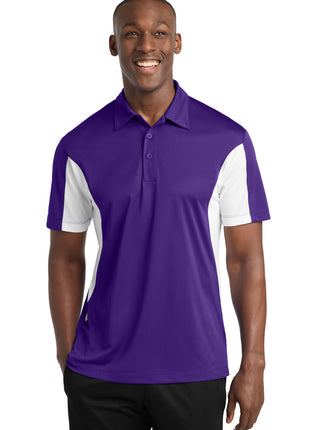 Sport-Tek® Side Blocked Micropique Sport-Wick® Polo. ST655 - Purple/ White | Sport-Tek