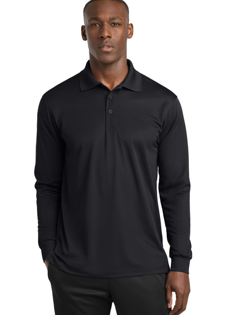 Sport-Tek® Long Sleeve Micropique Sport-Wick® Polo. ST657 - Black | Sport-Tek