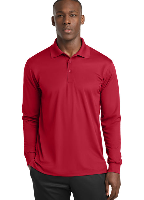 Sport-Tek® Long Sleeve Micropique Sport-Wick® Polo. ST657 - Deep Red | Sport-Tek