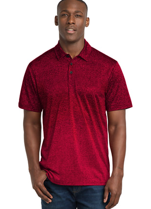 Sport-Tek ® Ombre Heather Polo. ST671 - Deep Red/ Black | Sport-Tek