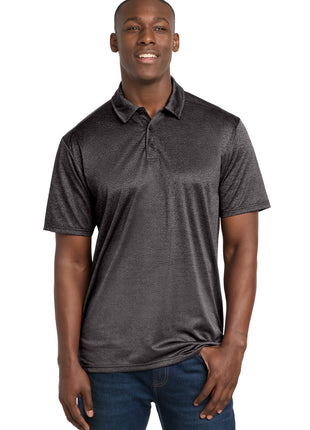 Sport-Tek ® Ombre Heather Polo. ST671 - Iron Grey/ Black | Sport-Tek