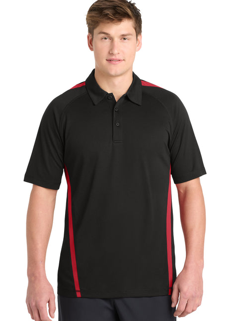 Sport-Tek® PosiCharge® Micro-Mesh Colorblock Polo. ST685 - Black/ Red | Sport-Tek