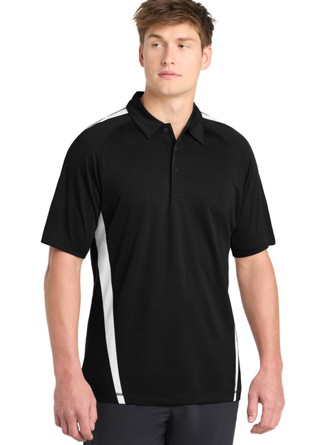 Sport-Tek® PosiCharge® Micro-Mesh Colorblock Polo. ST685 - Black/ White | Sport-Tek