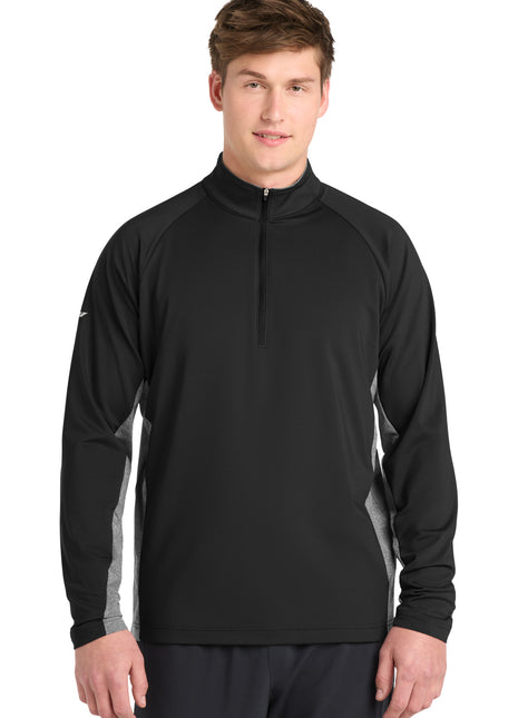 Sport-Tek® Sport-Wick® Stretch Contrast 1/4-Zip Pullover. ST854 - Black/ Charcoal Grey Heather | Sport-Tek