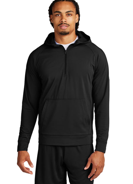 Sport-Tek® Sport-Wick® Stretch 1/2-Zip Hoodie ST856 - Black | Sport-Tek