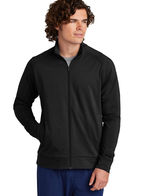 Sport-Tek® Sport-Wick® Stretch Full-Zip Cadet Jacket ST857 - Black | Sport-Tek