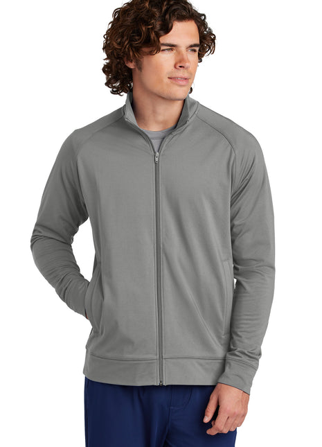 Sport-Tek® Sport-Wick® Stretch Full-Zip Cadet Jacket ST857 - Charcoal Grey | Sport-Tek