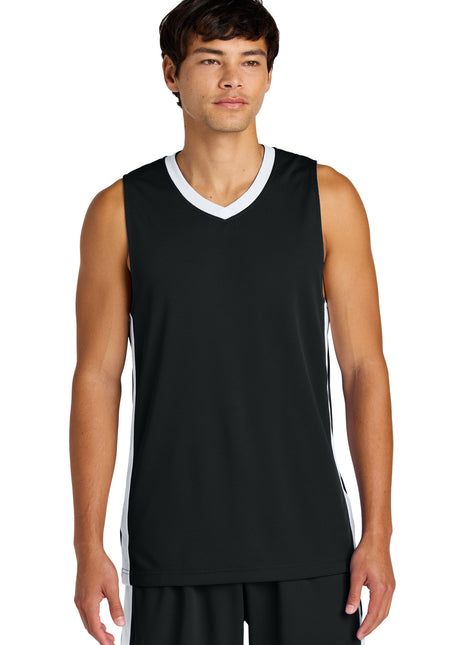 Sport-Tek® Rival Basketball Rev Jersey ST900 - Black/ White | Sport-Tek