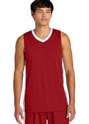 Sport-Tek® Rival Basketball Rev Jersey ST900 - Deep Red/ White | Sport-Tek