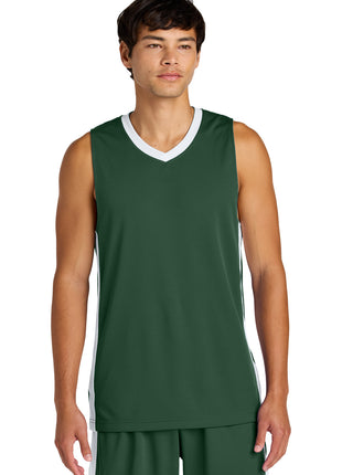 Sport-Tek® Rival Basketball Rev Jersey ST900 - Forest Green/ White | Sport-Tek