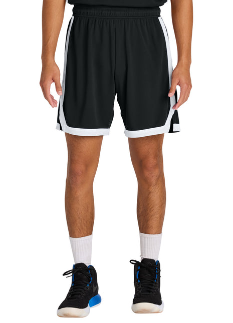 Sport-Tek® Rival Basketball 7"Short ST901 - Black/ White | Sport-Tek