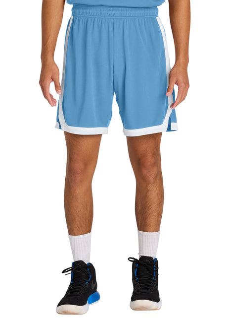 Sport-Tek® Rival Basketball 7"Short ST901 - Carolina Blue/ White | Sport-Tek