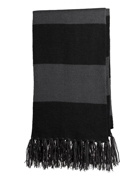 Sport-Tek® Spectator Scarf. STA02 - Black/ Iron Grey | Sport-Tek