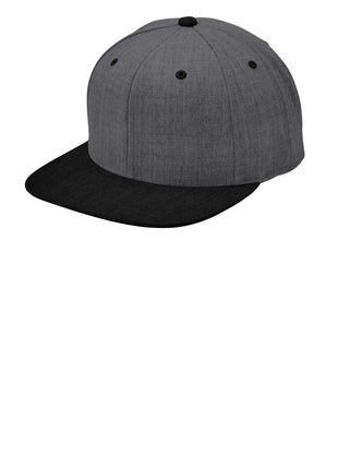 Sport-Tek® YP Classics® Flat Bill Snapback Cap. STC19 - Dark Heather Grey/ Black | Sport-Tek