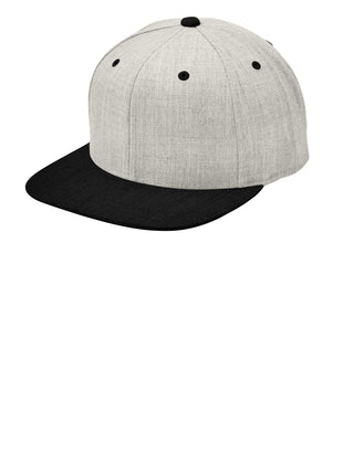 Sport-Tek® YP Classics® Flat Bill Snapback Cap. STC19 - Heather Grey/ Black | Sport-Tek