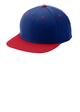 Sport-Tek® YP Classics® Flat Bill Snapback Cap. STC19 - True Royal/ True Red | Sport-Tek