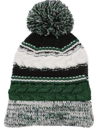 Sport-Tek® Pom Pom Team Beanie. STC21 - Forest Green/ Black/ White | Sport-Tek