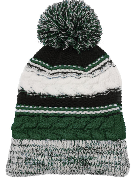 Sport-Tek® Pom Pom Team Beanie. STC21 - Forest Green/ Black/ White | Sport-Tek