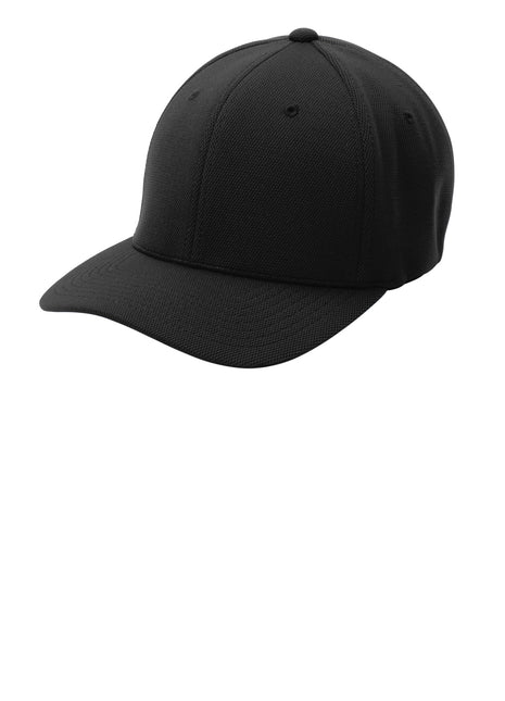 Sport-Tek® Flexfit® Cool & Dry Poly Block Mesh Cap. STC22 - Black | Sport-Tek