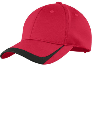 Sport-Tek® Pique Colorblock Cap. STC24 - True Red/ Black | Sport-Tek