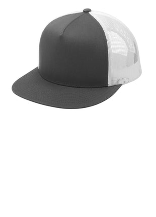 Sport-Tek® YP Classics ® 5-Panel Classic Trucker Mesh Back Cap. STC38 - Graphite/ White | Sport-Tek