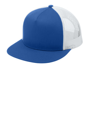Sport-Tek® YP Classics ® 5-Panel Classic Trucker Mesh Back Cap. STC38 - True Royal/ White | Sport-Tek