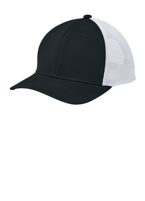 Sport-Tek® Club Trucker Cap STC46 - Black/ White | Sport-Tek