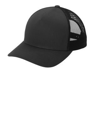 Sport-Tek® YP Classics® Retro Trucker 5-Panel Cap STC54 - Black/ Black | Sport-Tek