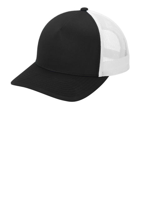 Sport-Tek® YP Classics® Retro Trucker 5-Panel Cap STC54 - Black/ White | Sport-Tek