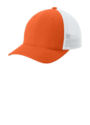 Sport-Tek® Stretch-Tek Mesh Back Cap STC60 - Deep Orange/ White | Sport-Tek