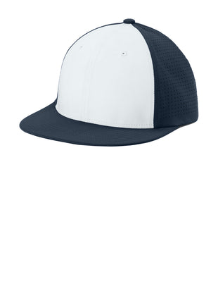 Sport-Tek® Pro-Cut Stretch-Tek Cap STC64 - White/ True Navy/ True Navy | Sport-Tek