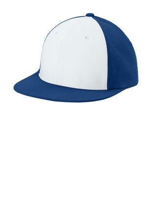 Sport-Tek® Pro-Cut Stretch-Tek Cap STC64 - White/ True Royal/ True Royal | Sport-Tek