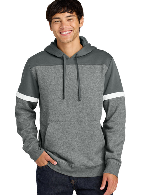 Sport-Tek® Drive Fleece Colorblock Hoodie STF205 - Dark Smoke Grey/ Vintage Heather | Sport-Tek