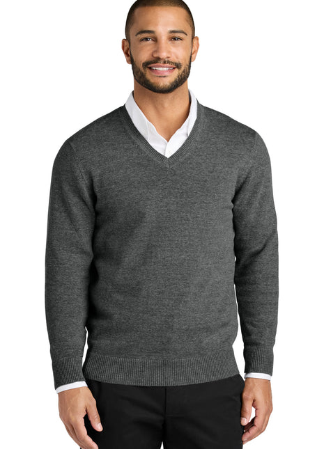 Port Authority® Easy Care V-Neck Sweater SW2850 - Charcoal Heather | Port Authority