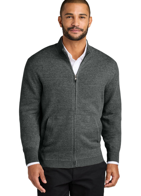 Port Authority® Easy Care Full-Zip Sweater SW2901 - Charcoal Heather | Port Authority