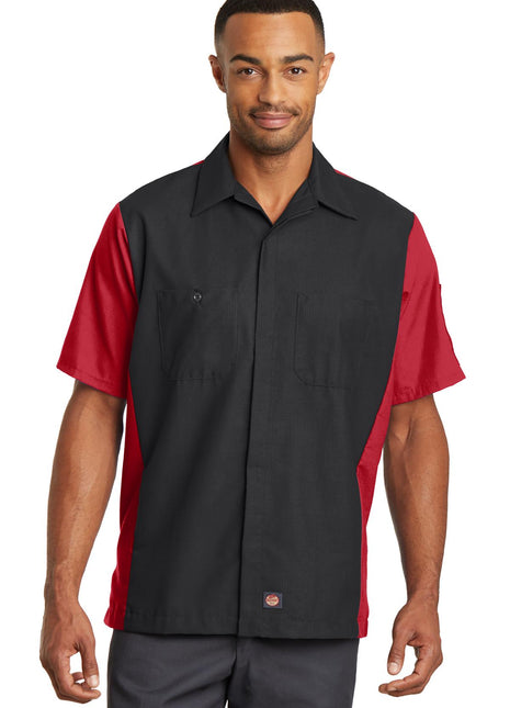Red Kap® Short Sleeve Ripstop Crew Shirt. SY20 - Black/ Red | Red Kap