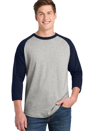Sport-Tek® Colorblock Raglan Jersey.  T200 - Heather Grey/ Navy | Sport-Tek