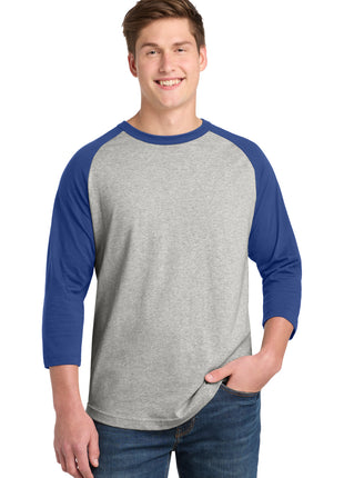 Sport-Tek® Colorblock Raglan Jersey.  T200 - Heather Grey/ Royal | Sport-Tek