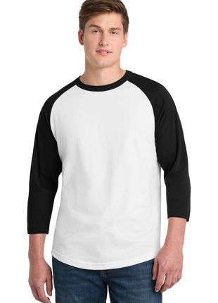 Sport-Tek® Colorblock Raglan Jersey.  T200 - White/ Black | Sport-Tek