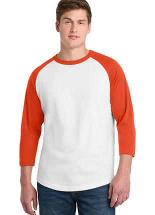 Sport-Tek® Colorblock Raglan Jersey.  T200 - White/ Deep Orange | Sport-Tek