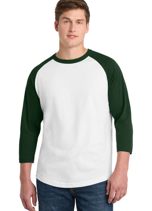 Sport-Tek® Colorblock Raglan Jersey.  T200 - White/ Forest | Sport-Tek