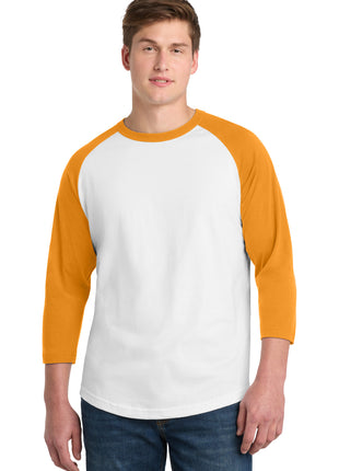 Sport-Tek® Colorblock Raglan Jersey.  T200 - White/ Gold | Sport-Tek