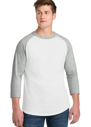 Sport-Tek® Colorblock Raglan Jersey.  T200 - White/ Heather Grey | Sport-Tek