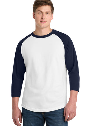 Sport-Tek® Colorblock Raglan Jersey.  T200 - White/ Navy | Sport-Tek