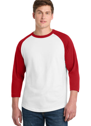Sport-Tek® Colorblock Raglan Jersey.  T200 - White/ Red | Sport-Tek