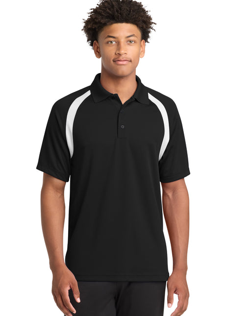 Sport-Tek® Dry Zone® Colorblock Raglan Polo. T476 - Black/ White | Sport-Tek