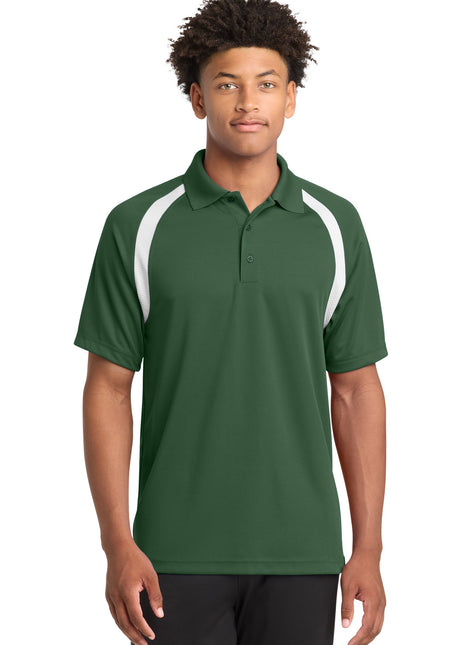 Sport-Tek® Dry Zone® Colorblock Raglan Polo. T476 - Forest Green/ White | Sport-Tek