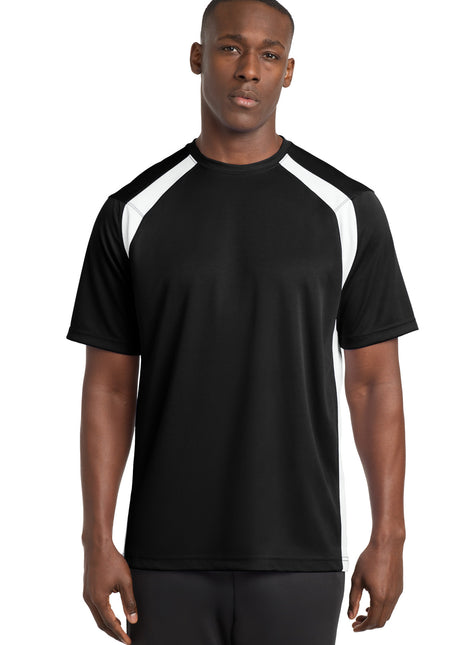 Sport-Tek® Dry Zone® Colorblock Crew. T478 - Black/ White | Sport-Tek