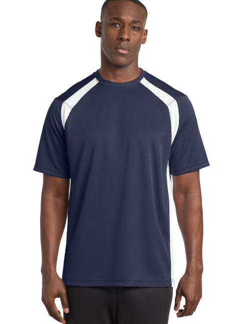 Sport-Tek® Dry Zone® Colorblock Crew. T478 - True Navy/ White | Sport-Tek